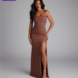 Windsor Brown Maxi Dress with Slit